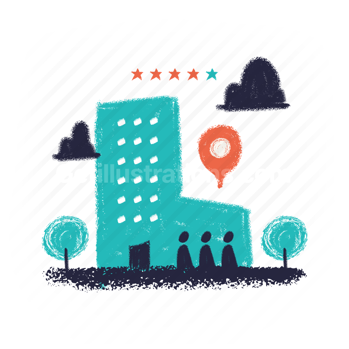 accommodation, location, pin, marker, review, ratings